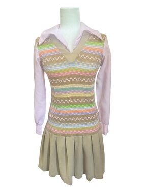 Caron Chicago Womens Vintage Faux Sweater Vest Shirt Dress